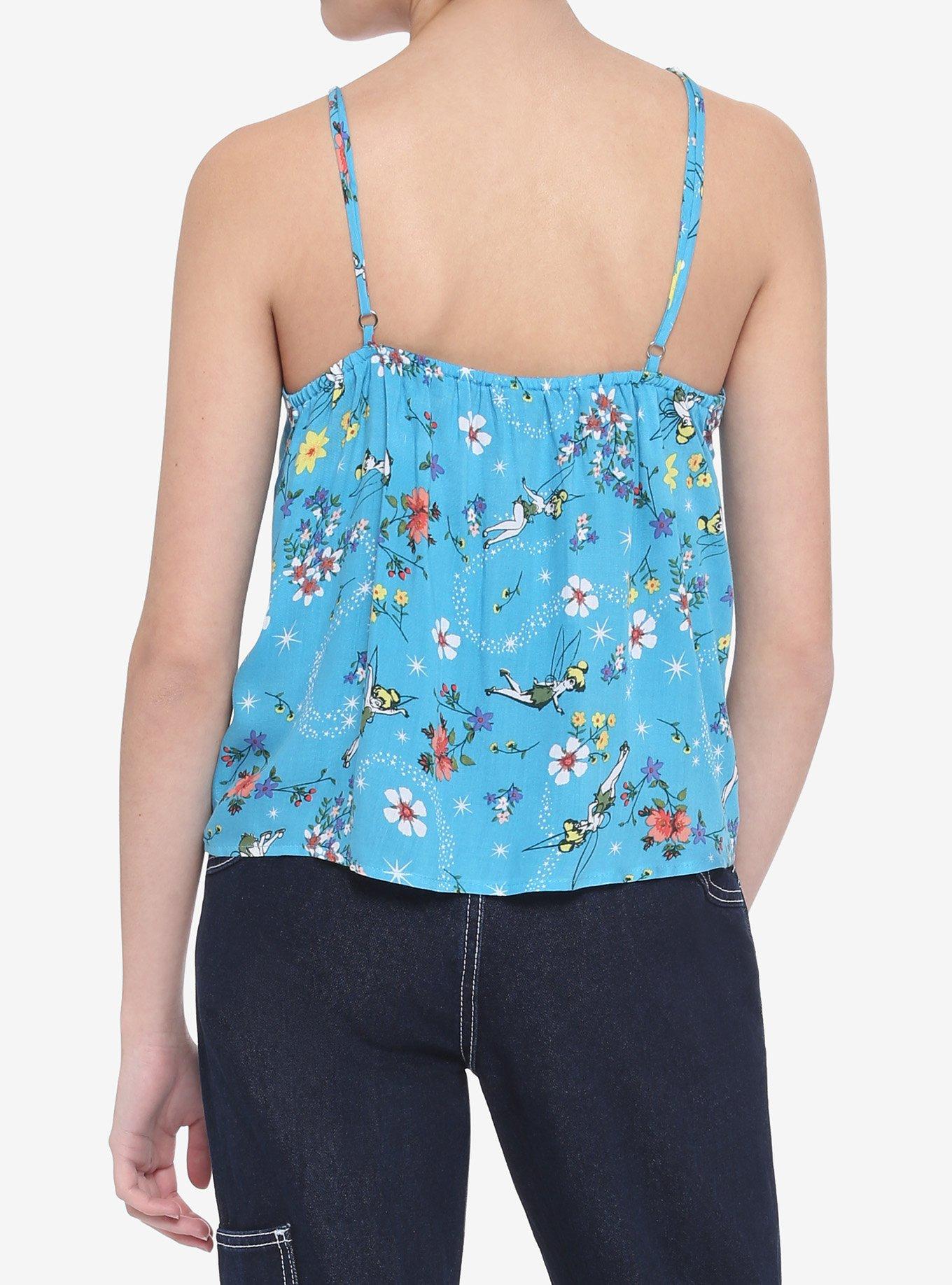 Disney Peter Pan Tinker Bell Strappy Tie-Front Girls Woven Button-Up Tank Top, MULTI, alternate