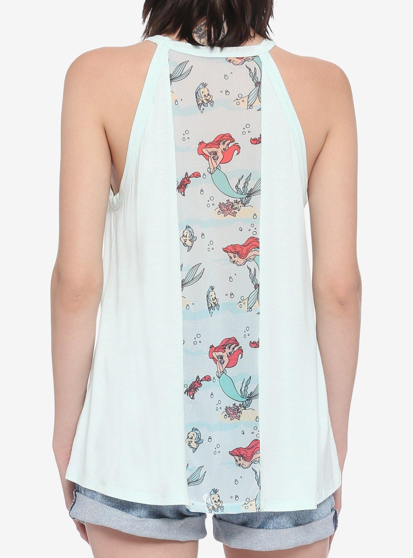 Disney The Little Mermaid Ariel Mesh Back Girls High Neck Tank Top, MULTI, alternate