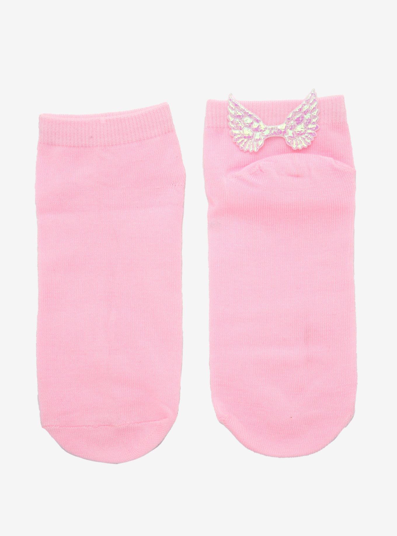 Angel Wings Pink Ankle Socks, , alternate