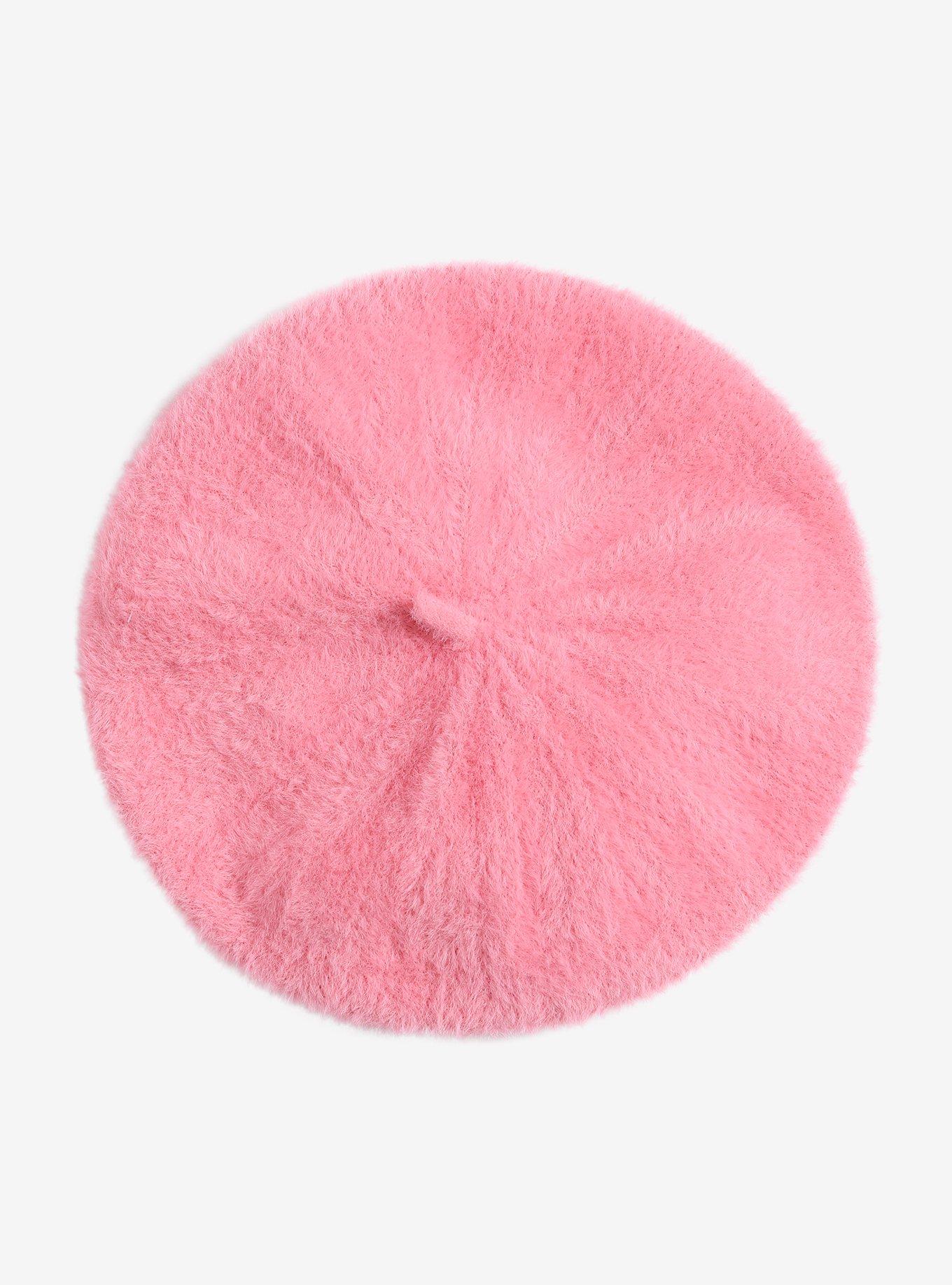 Fuzzy Pastel Pink Beret, , alternate