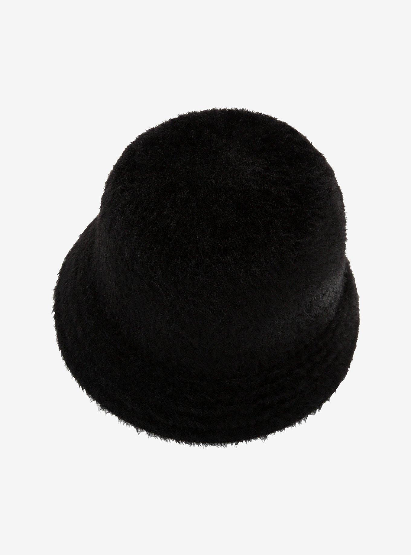 Fuzzy Black Bucket Hat, , alternate