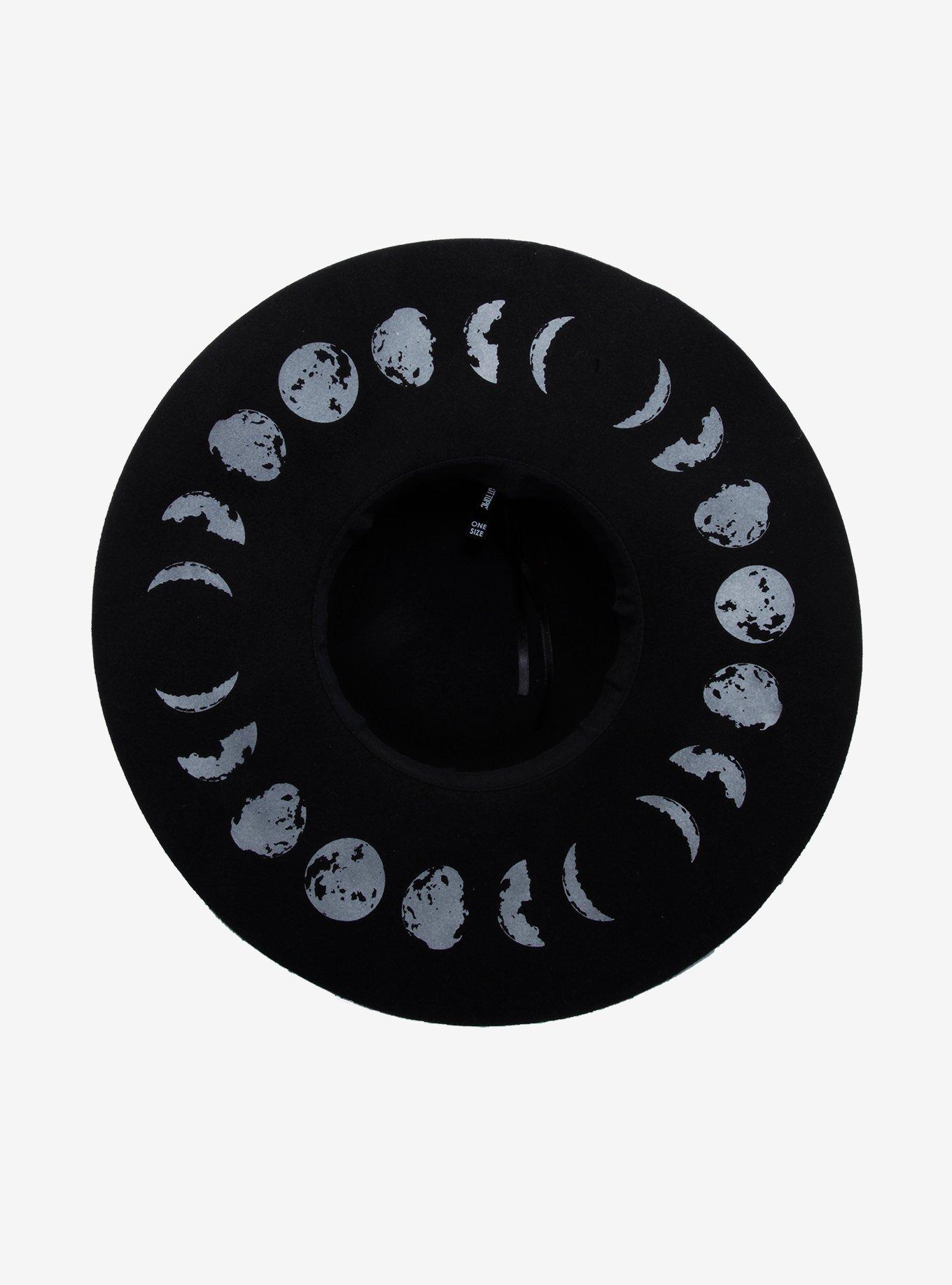 Moon Phase Black Floppy Hat, , alternate