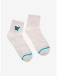 Blue Butterfly Embroidered Ankle Socks, , alternate