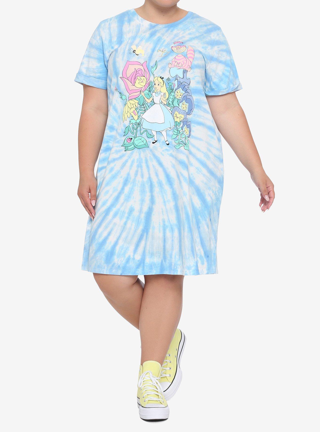 Disney Alice In Wonderland Group Tie-Dye T-Shirt Dress Plus Size, MULTI, alternate