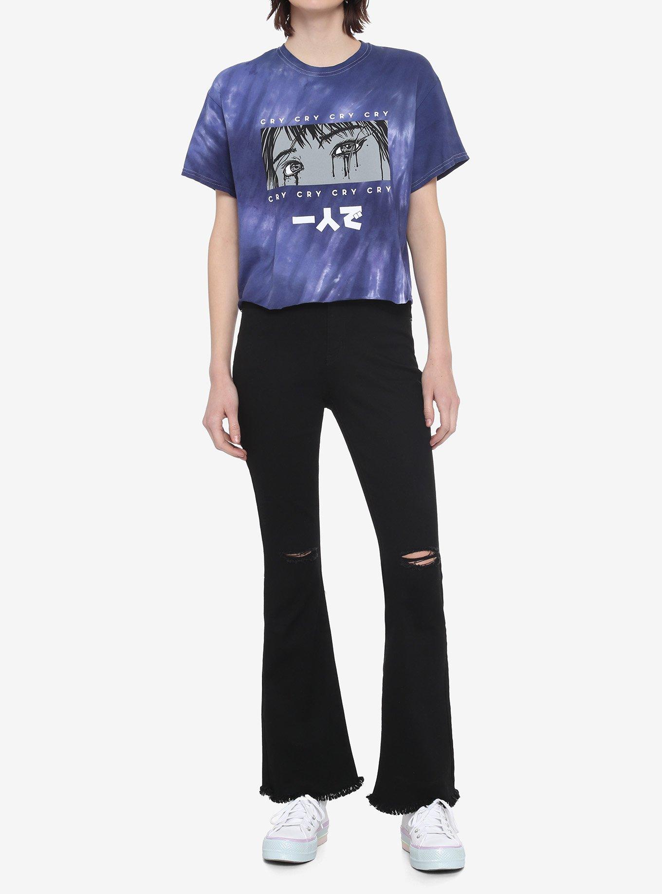 Sad Boys Tie-Dye Girls Crop T-Shirt, BLACK, alternate