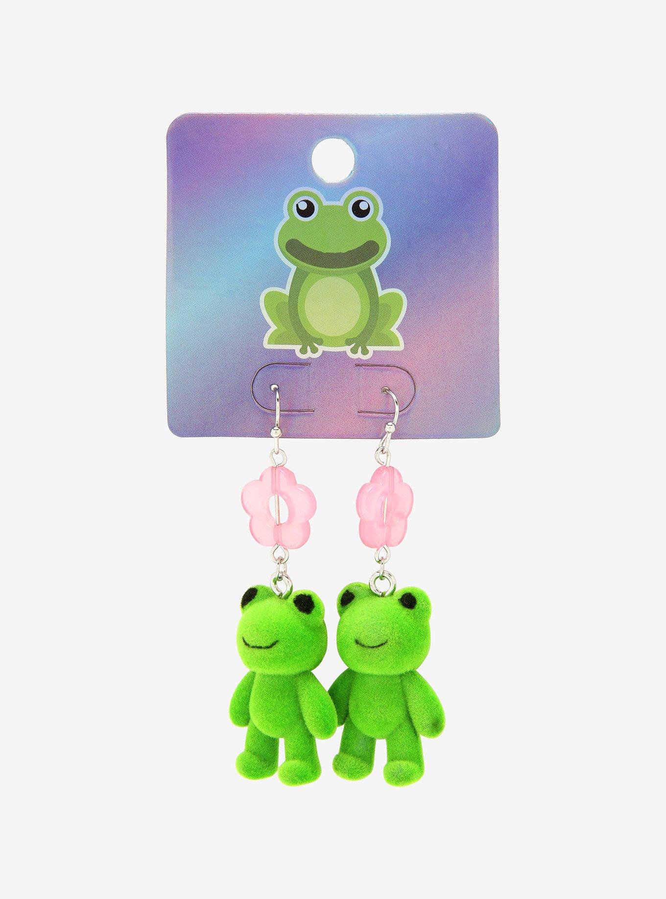 Frog & Flower Drop Earrings, , alternate