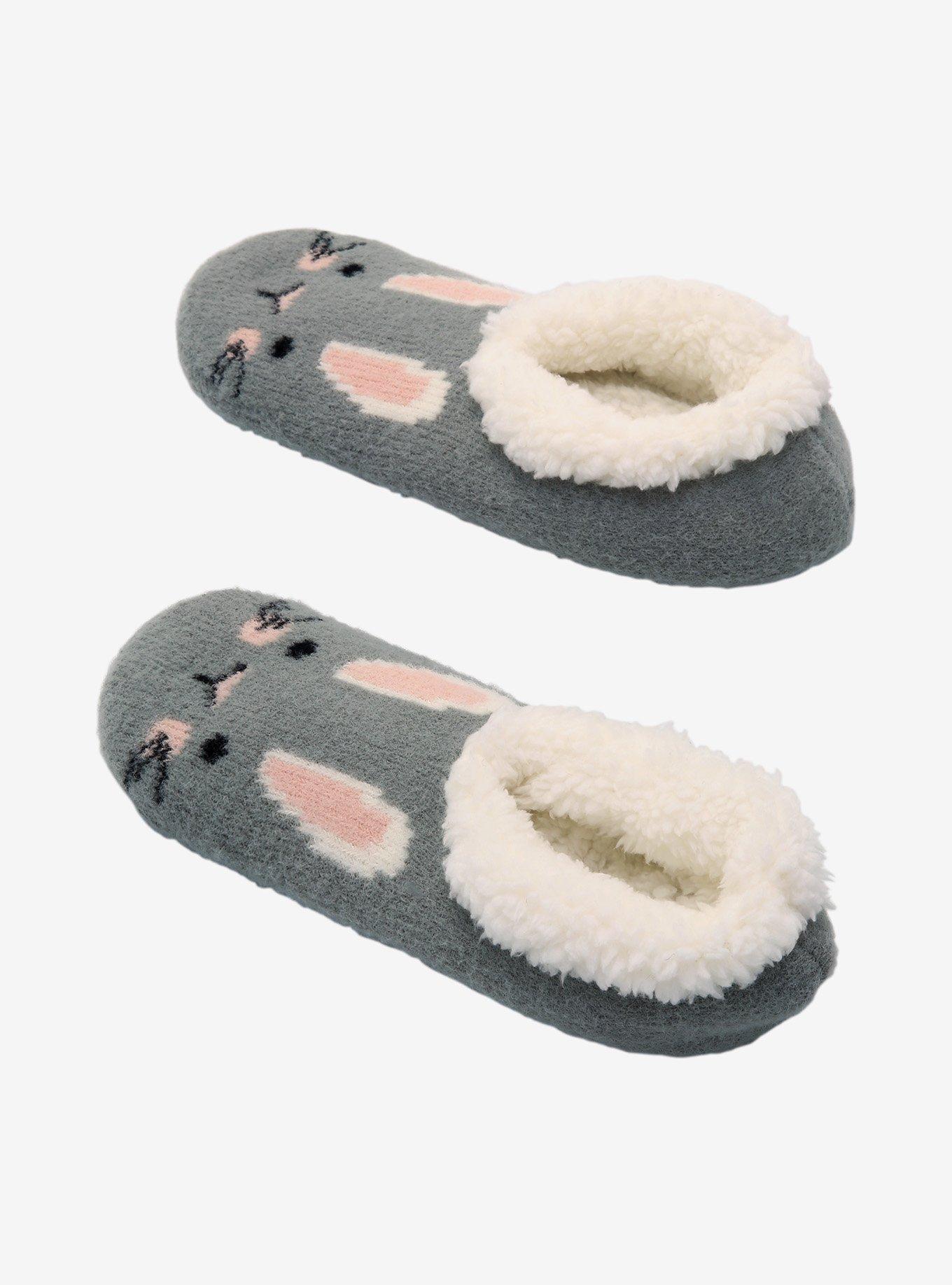 Grey Bunny Cozy Slippers, , alternate