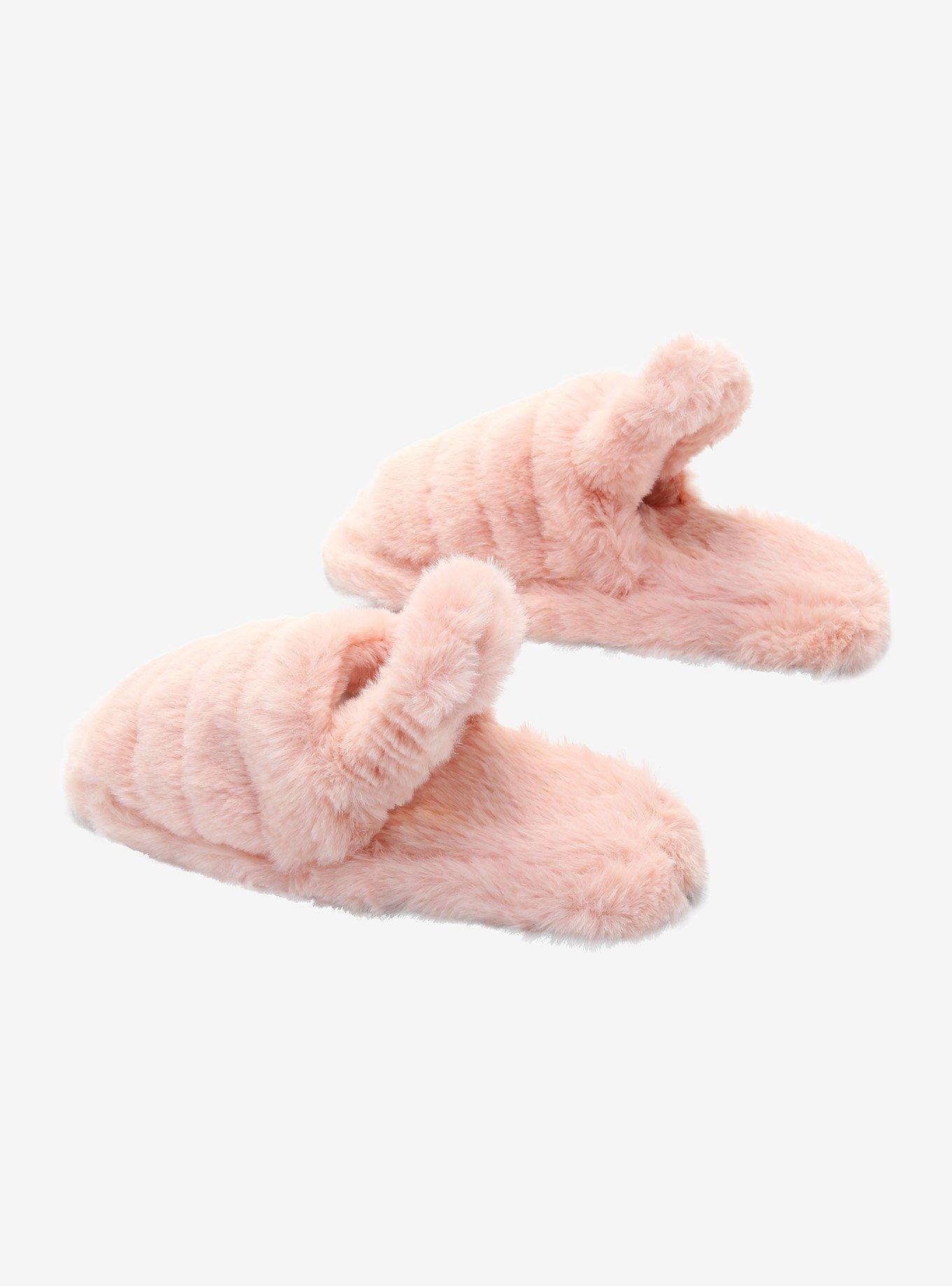 Pink Fuzzy Cozy Slide Slippers, , alternate