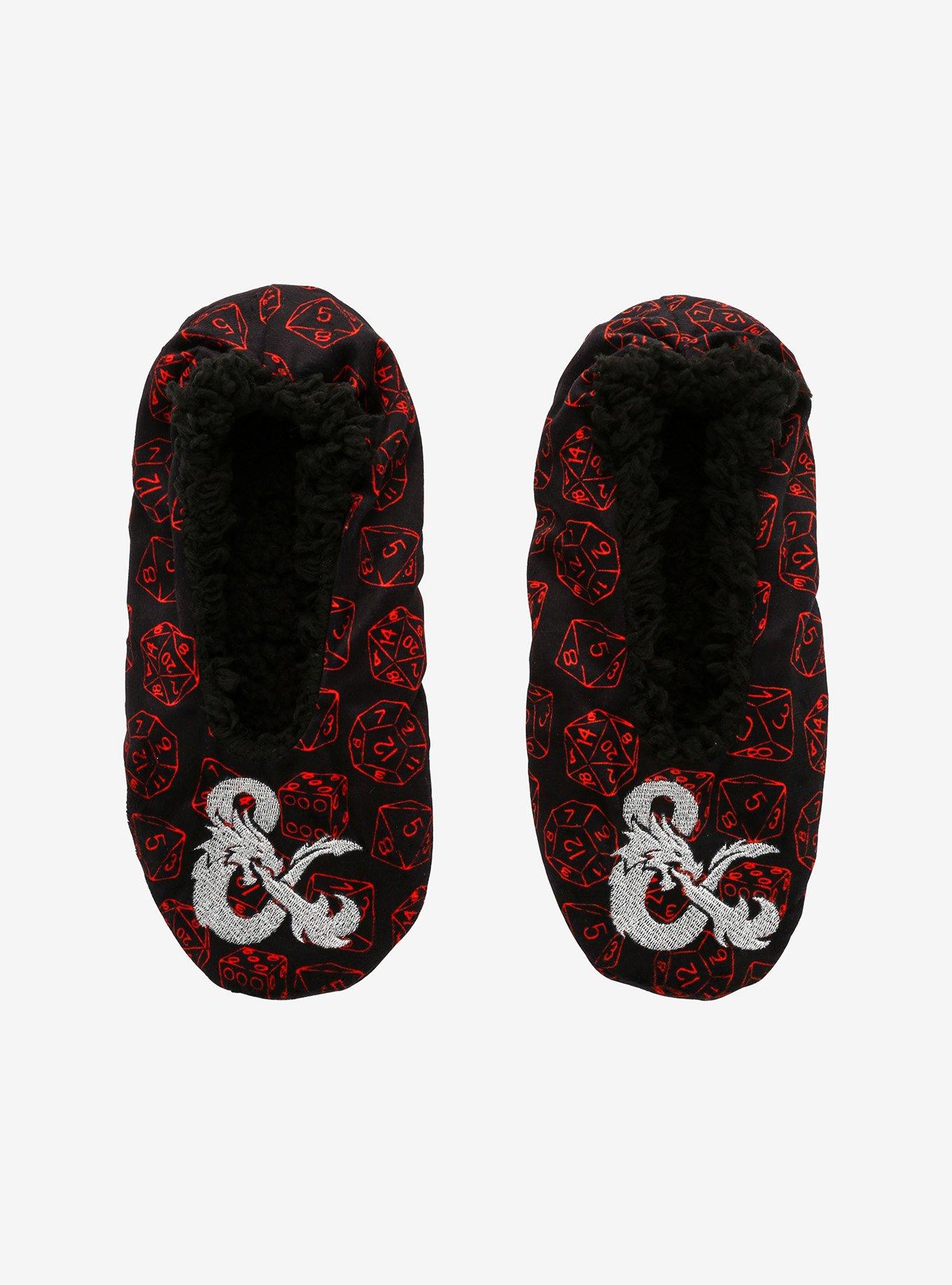 Dungeons & Dragons Dice Cozy Slippers, BLACK, alternate