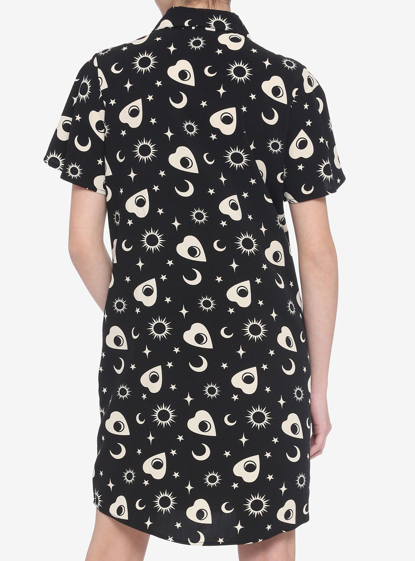 Planchette Button-Up Dress, BLACK, alternate