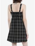 Black & White Buckle Strap Dress, PLAID - BLACK, alternate