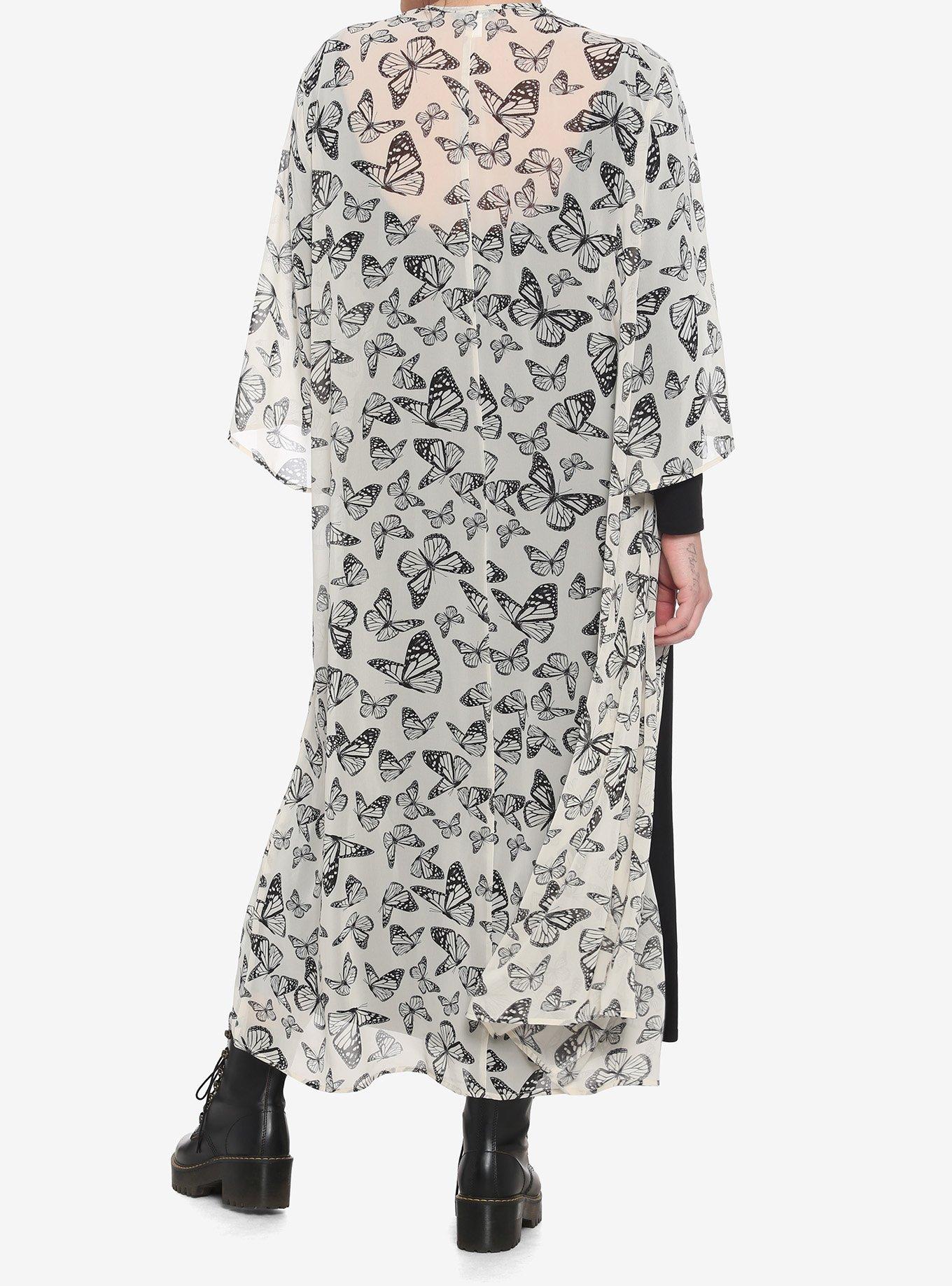 Sepia Butterfly Maxi Kimono Plus Size, IVORY, alternate