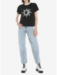 Sun Moon Speckle Girls Crop T-Shirt, BLACK, alternate