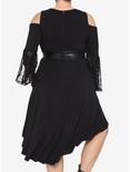 Black Lace Cold Shoulder Hi-Low Dress Plus Size, BLACK, alternate