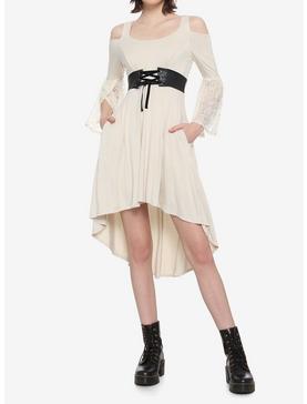 Ivory & Lace Cold Shoulder Hi-Low Dress, , hi-res