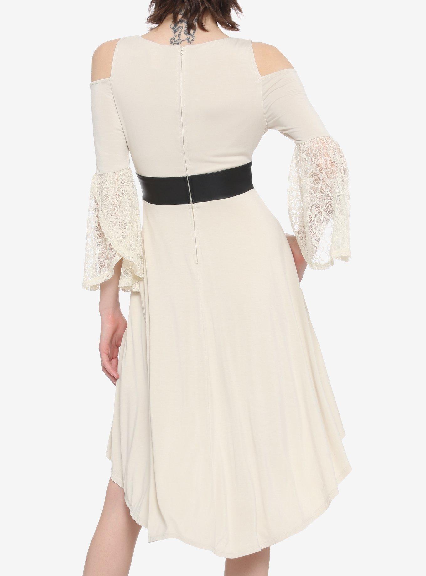 Ivory & Lace Cold Shoulder Hi-Low Dress, IVORY, alternate