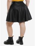 Faux Leather & O-Ring Skater Skirt Plus Size, BLACK, alternate