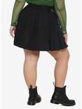 Black Cargo Pocket & Chain Pleated Skirt Plus Size, BLACK, alternate