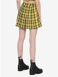 Yellow Plaid Pleated Chain Skirt, PLAID - YELLOW, alternate