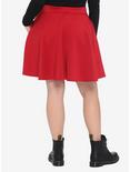 Red Lace-Up Skater Skirt Plus Size, RED, alternate