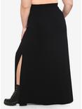 Black Side Slit Maxi Skirt Plus Size, BLACK, alternate