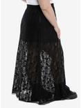 Skull & Roses Black Lace Maxi Skirt Plus Size, BLACK, alternate
