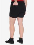 Black Double Lace-Up Hi-Rise Shorts Plus Size, BLACK, alternate