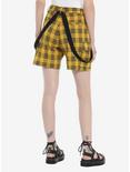 Yellow Plaid Cargo Suspender Bermuda Shorts, PLAID - YELLOW, alternate
