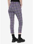 Purple & Grey Plaid Pants With Detachable Chain, PLAID, alternate