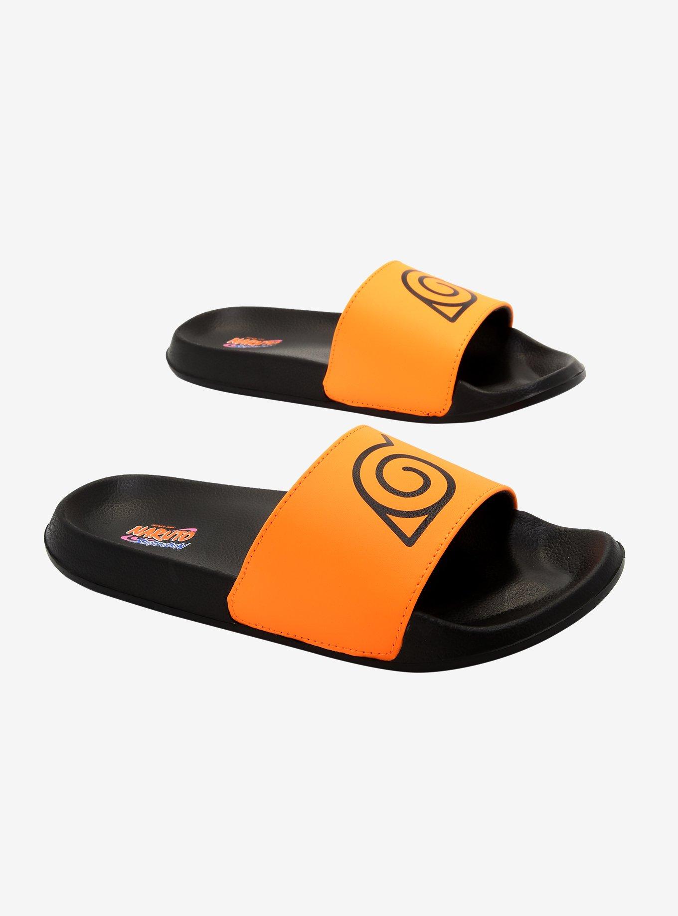 Naruto Shippuden Hidden Leaf Orange & Black Slide Sandals, MULTI, alternate