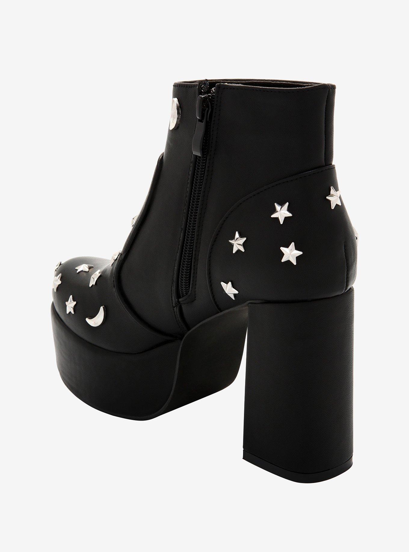 Star Moon Stud Platform Booties, MULTI, alternate