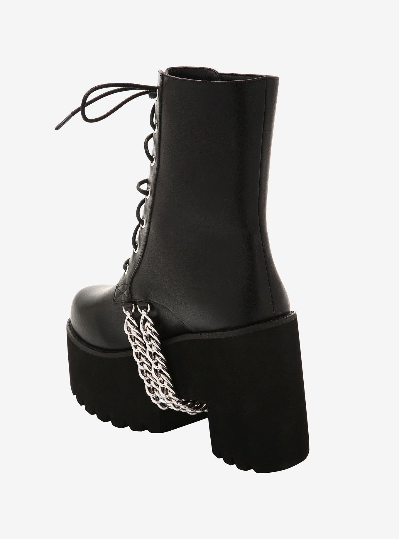Black Drop Chain Platform Booties, MULTI, alternate
