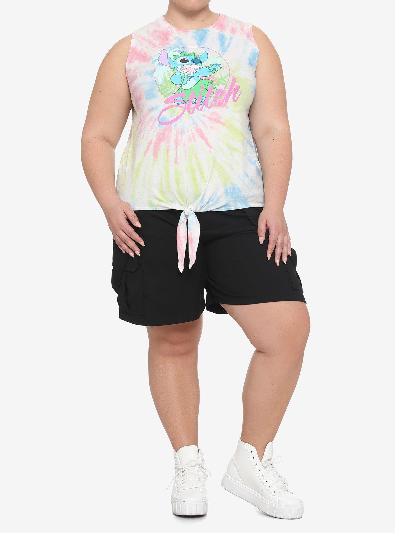 Disney Lilo & Stitch Tie-Dye Tie-Front Muscle Top Plus Size, MULTI, alternate