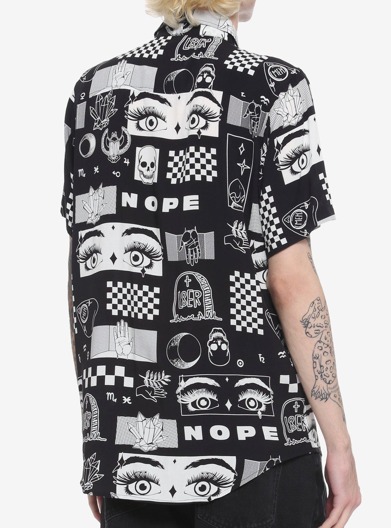 Nope Woven Button-Up, BLACK, alternate