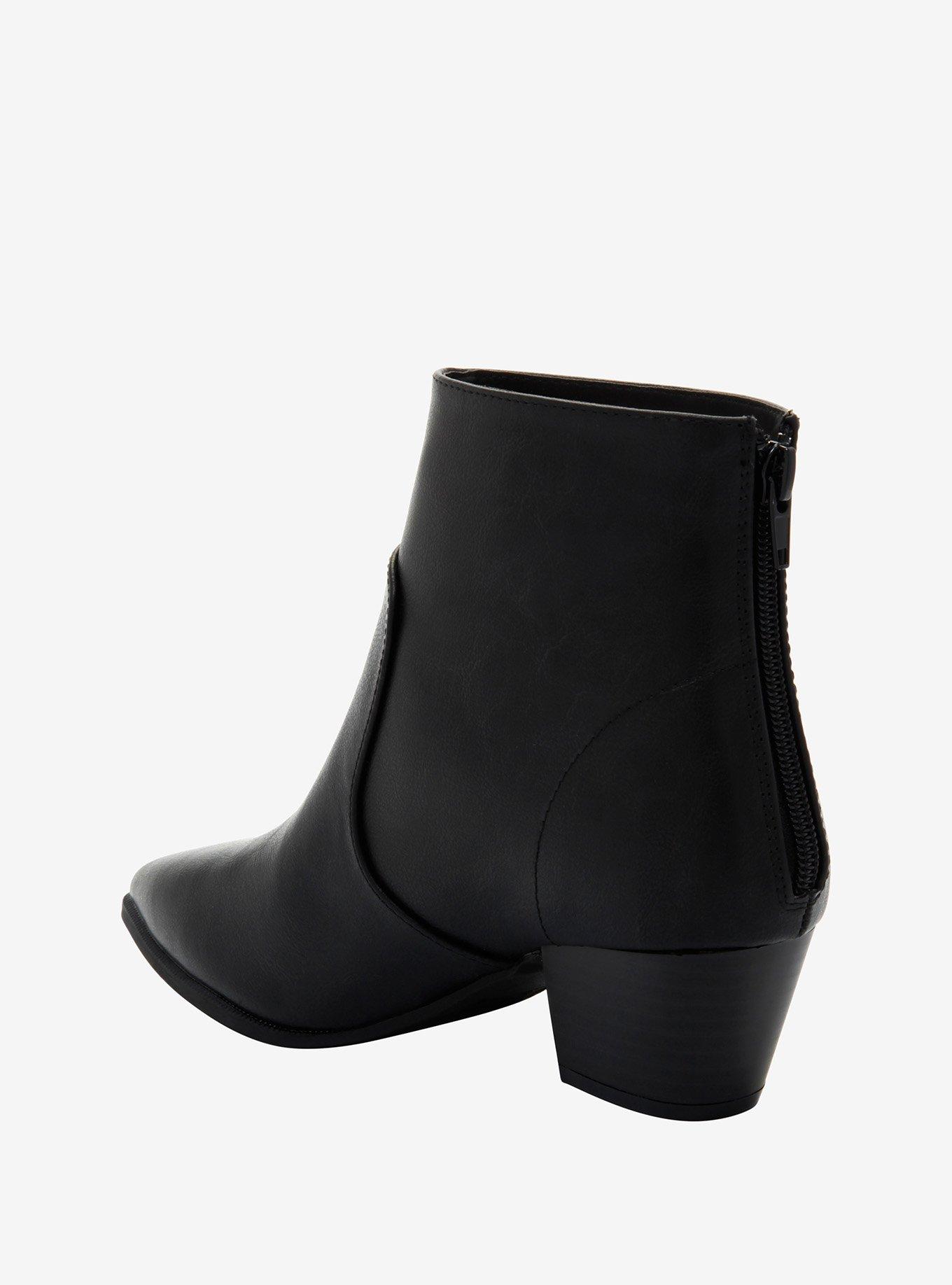 Black Pointy Heeled Booties, MULTI, alternate