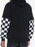 Black & White Checkered Sleeve Hoodie, MULTI, alternate