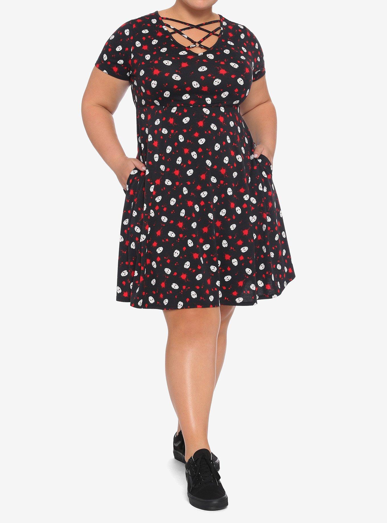 Friday The 13th Strappy Dress Plus Size, MULTI, alternate