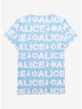 Disney Alice in Wonderland Repeating Text Women's T-Shirt - BoxLunch Exclusive, LIGHT BLUE, alternate