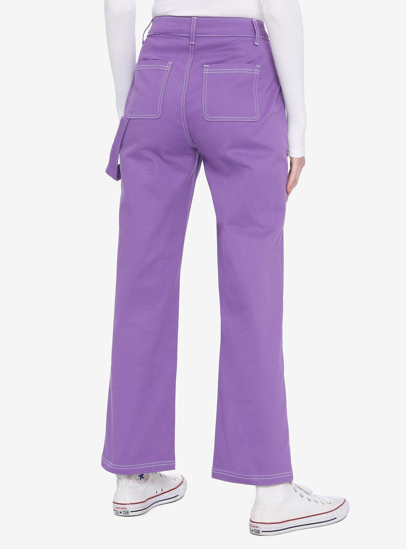 Purple Strap Carpenter Pants, PURPLE, alternate