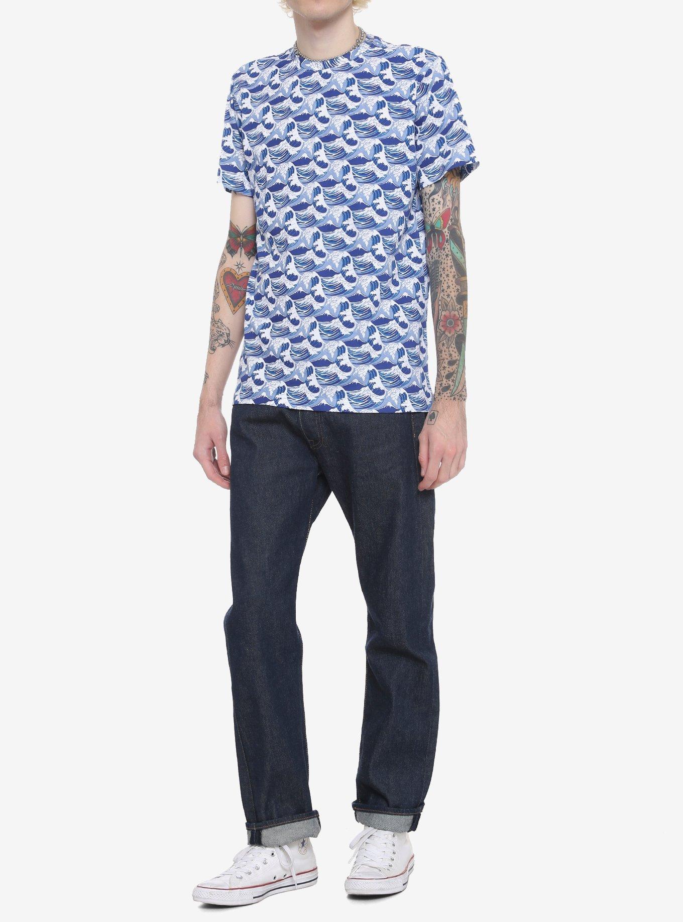 Blue Ocean Waves T-Shirt, BLUE, alternate