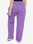 Purple Strap Carpenter Pants Plus Size, PURPLE, alternate