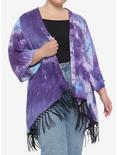 Purple & Blue Tie-Dye Glitter Skull Kimono Plus Size, TIE DYE, alternate