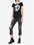 Skull & Crescent Moon Collared Girls T-Shirt, BLACK, alternate