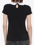 Skull & Crescent Moon Collared Girls T-Shirt, BLACK, alternate