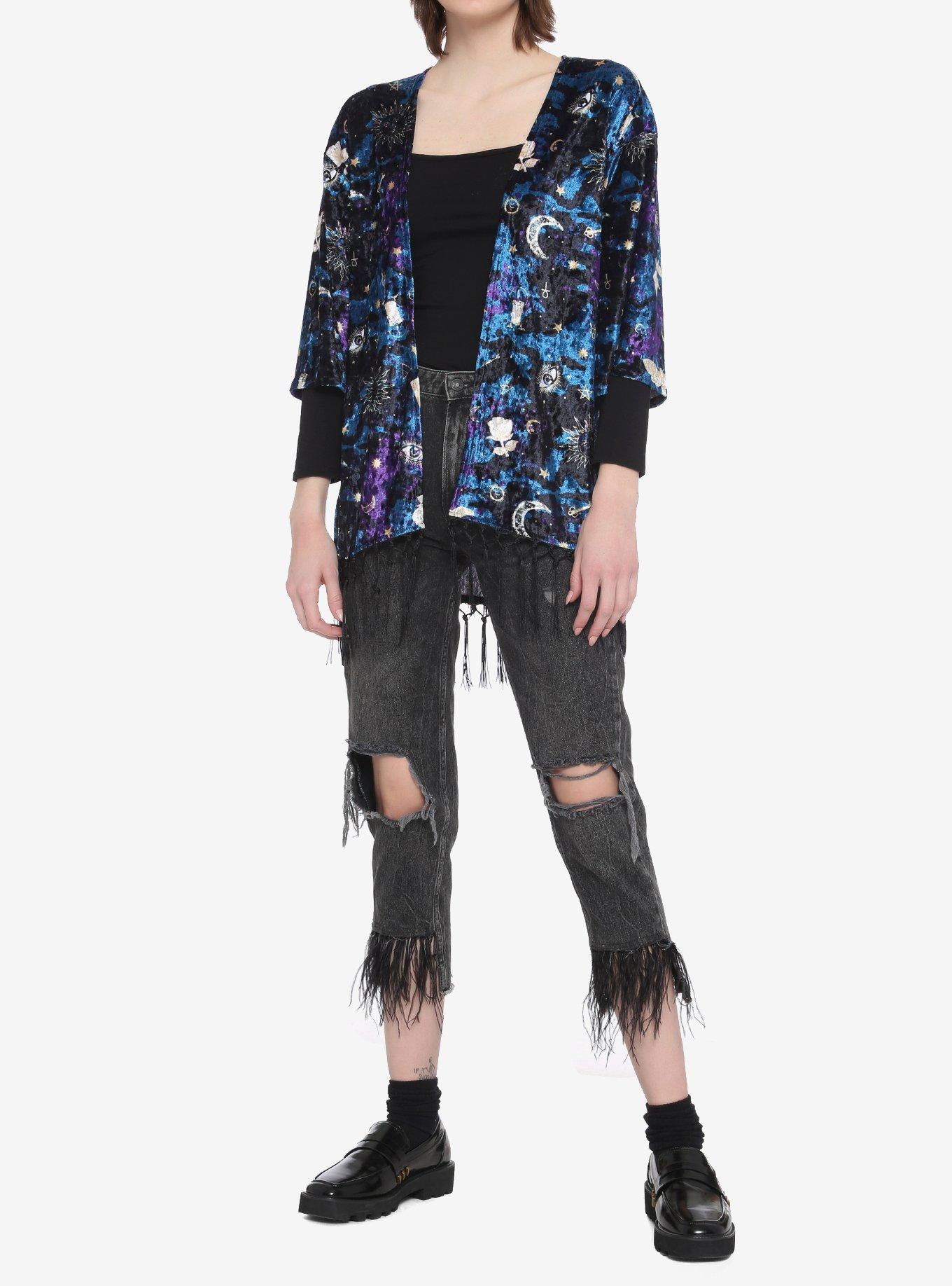Mystical Symbol Velvet Kimono, MULTI, alternate