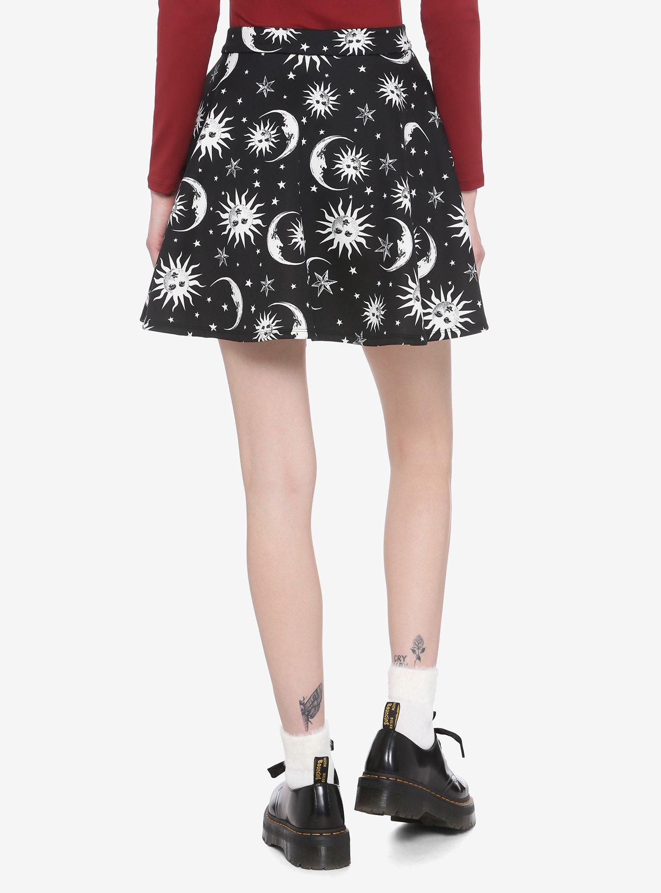 Celestial O-Ring Skater Skirt, BLACK, alternate