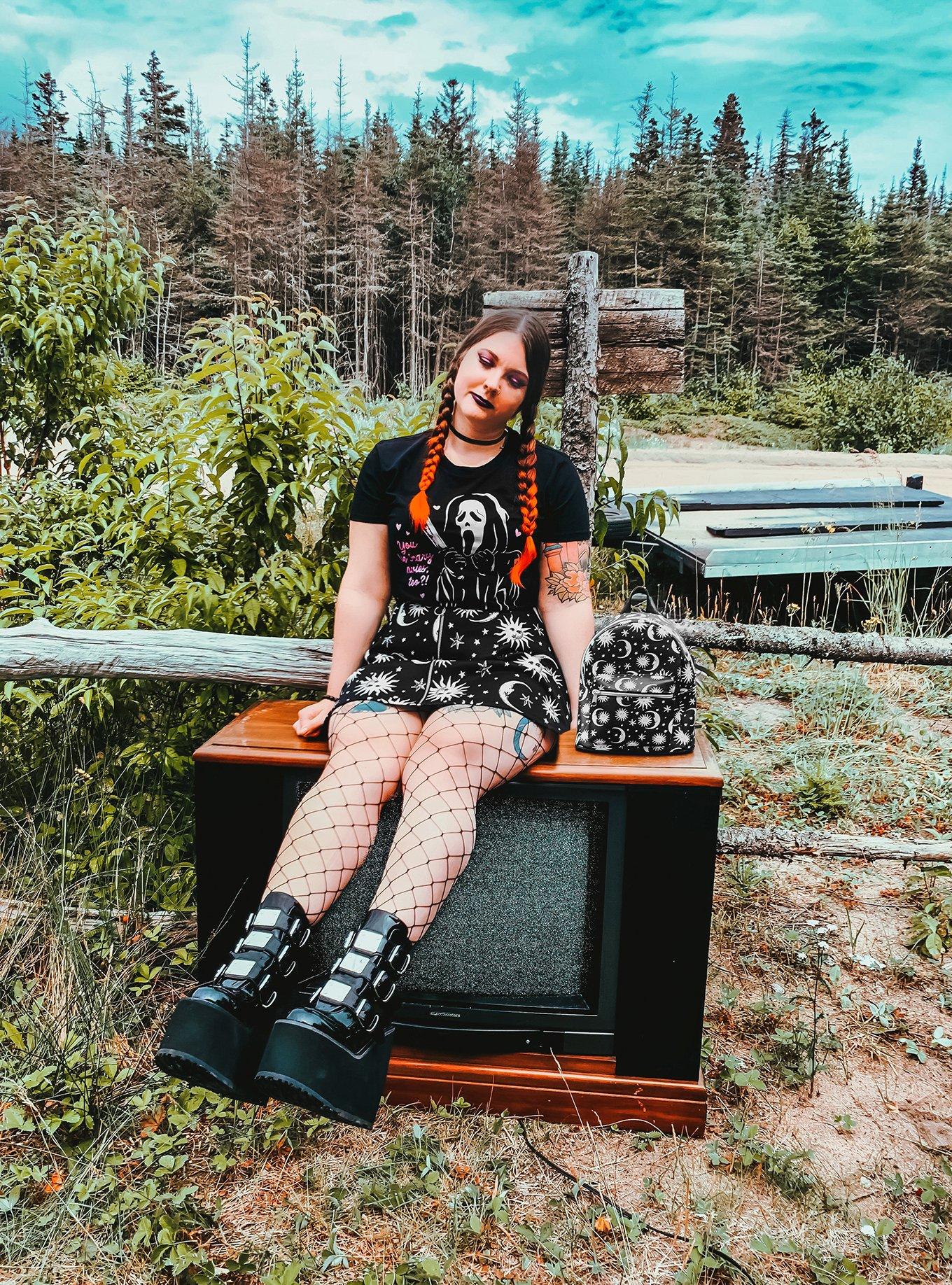 Celestial O-Ring Skater Skirt, BLACK, alternate