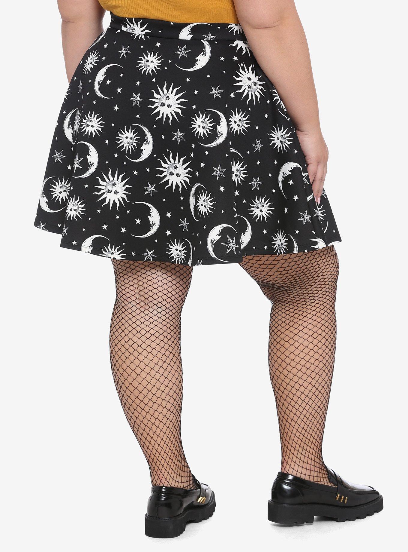Celestial O-Ring Skater Skirt Plus Size, BLACK, alternate