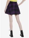 Black & Purple Plaid O-Ring Skater Skirt, PLAID - PURPLE, alternate