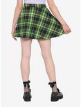 Black & Neon Green Plaid O-Ring Skater Skirt, PLAID - GREEN, alternate